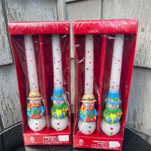Christmas Snowman Taper Candles Guild House American Greetings Vtg Lot of 2 New - Picture 2 of 3
